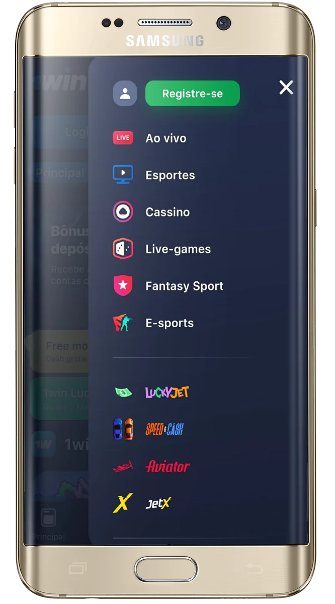 Categorias no aplicativo móvel 1win