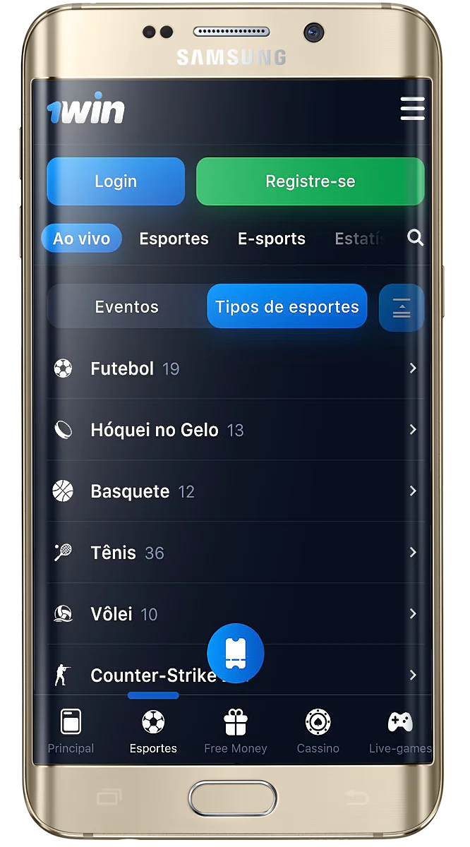 Página de categorias esportivas no anexo 1win