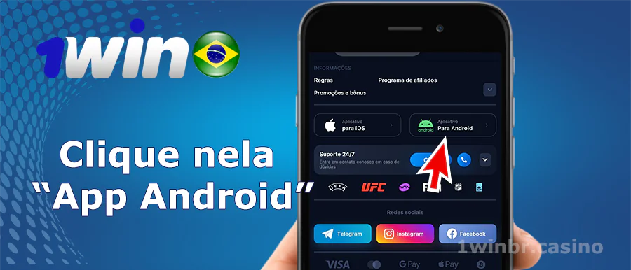 o separador "Aplicação Android" em 1win Cassino