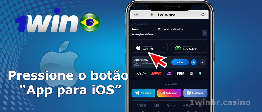 o separador "Aplicação iOS" em 1win Cassino