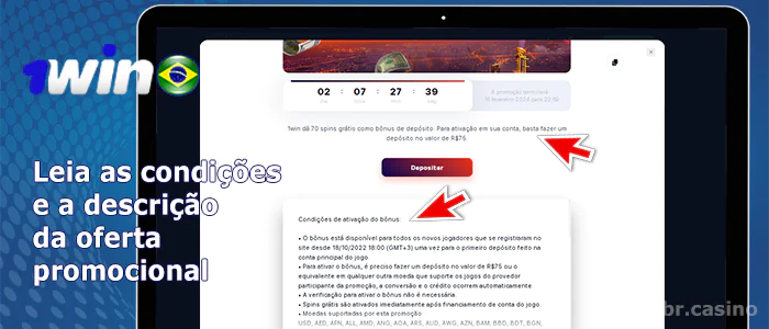 Os termos e condições das promoções em 1win Cassino
